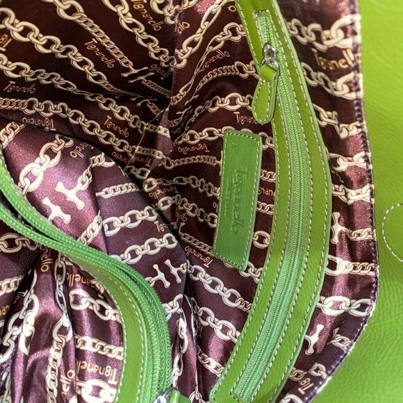GREEN TIGNANELLO LEATHER SHOULDER PURSE - Picture 4 of 6